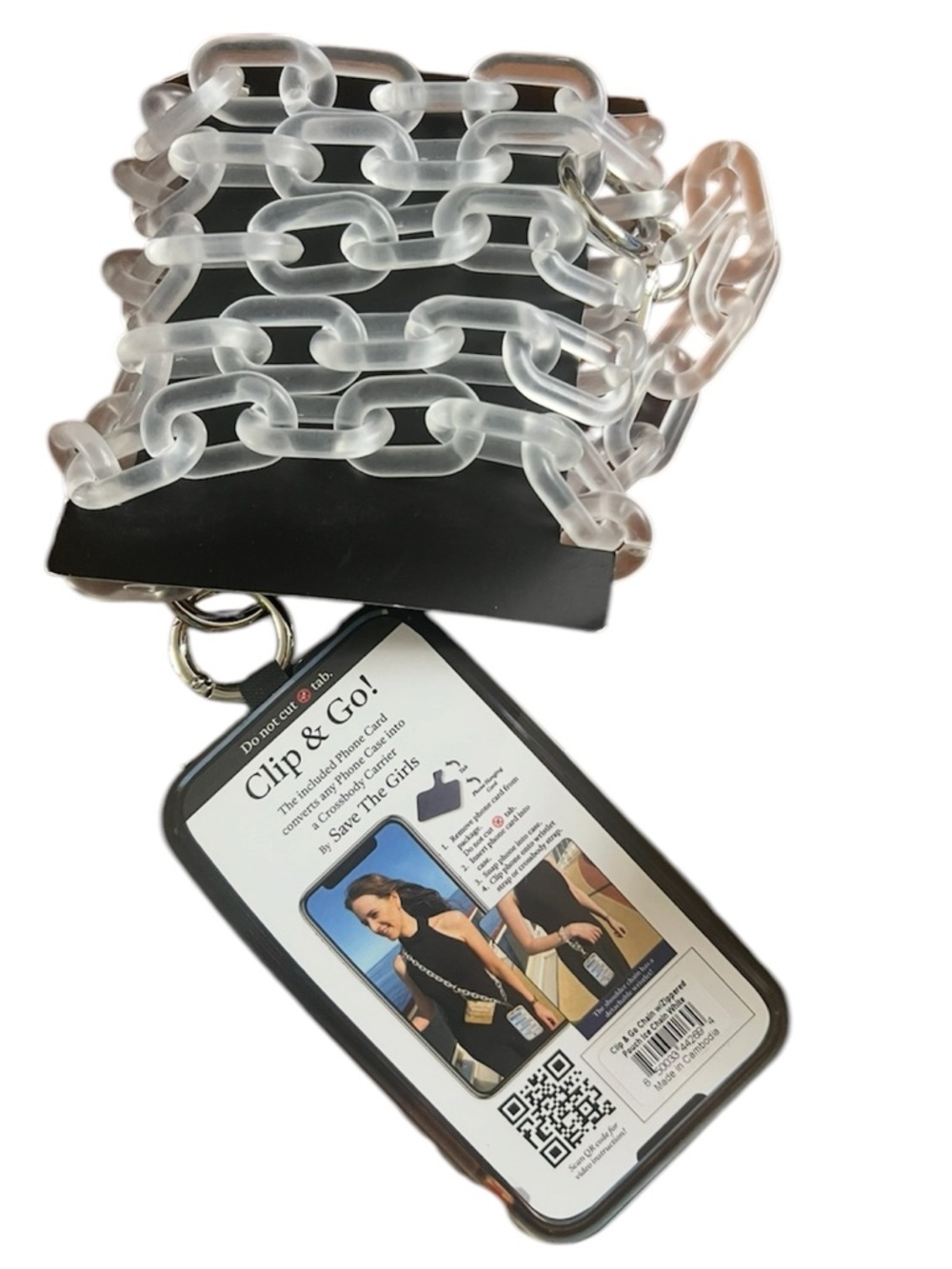 Save The Girls Clip & Go White Ice Chain w/Silver Hardware - Picture 4 of 4